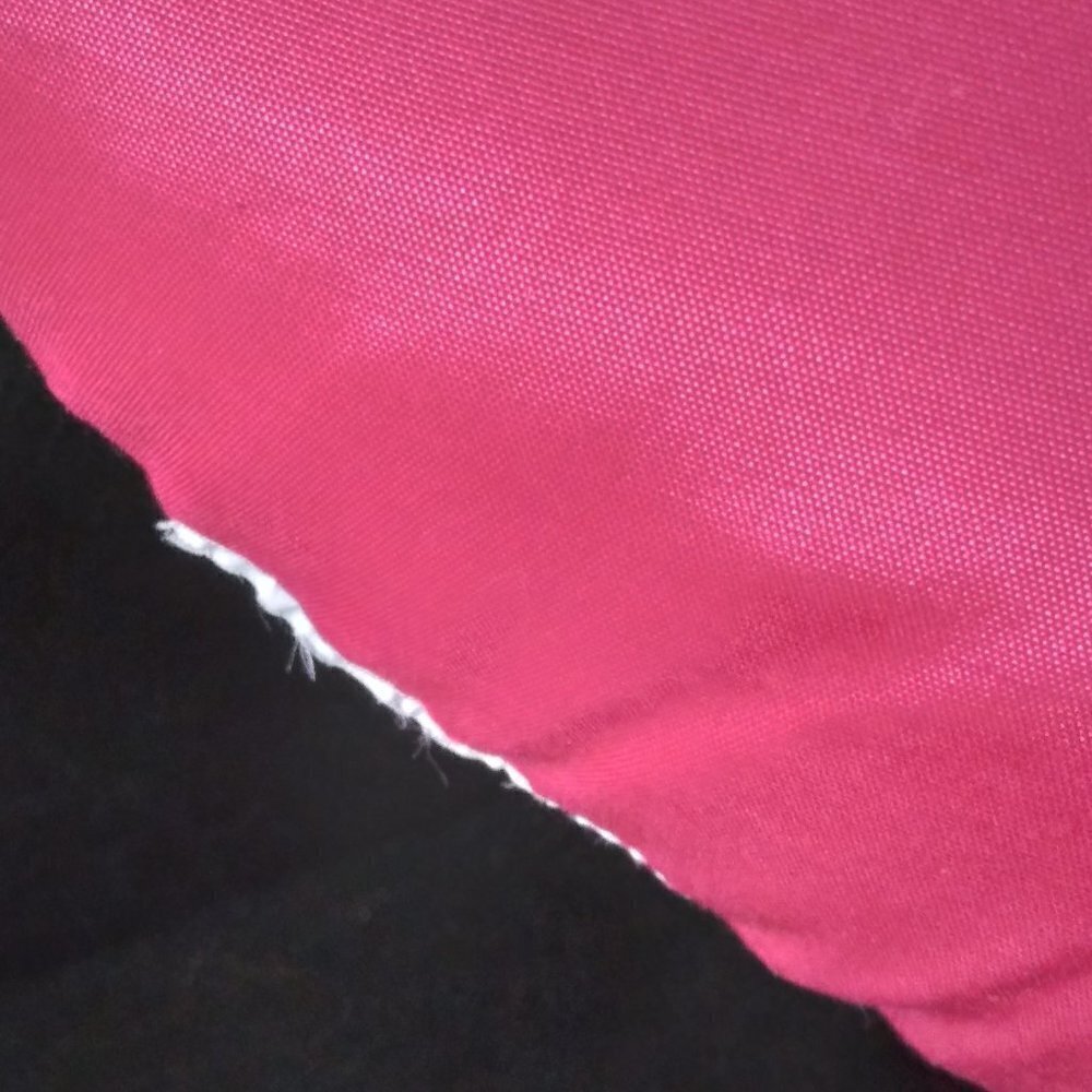 Pair of Lg Fuchsia Hot Pink Satin Heart Pillows 17" W x 12" L x 6" - Picture 3 of 5